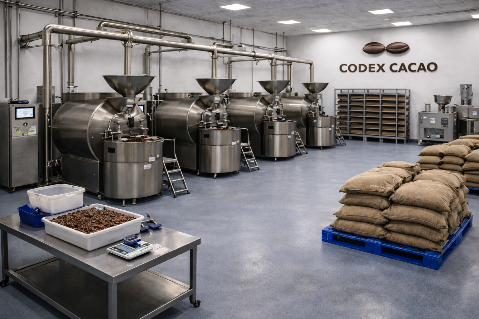 雲南基地 カカオ焙煎・ニブ化・カカオリカー一次加工工程